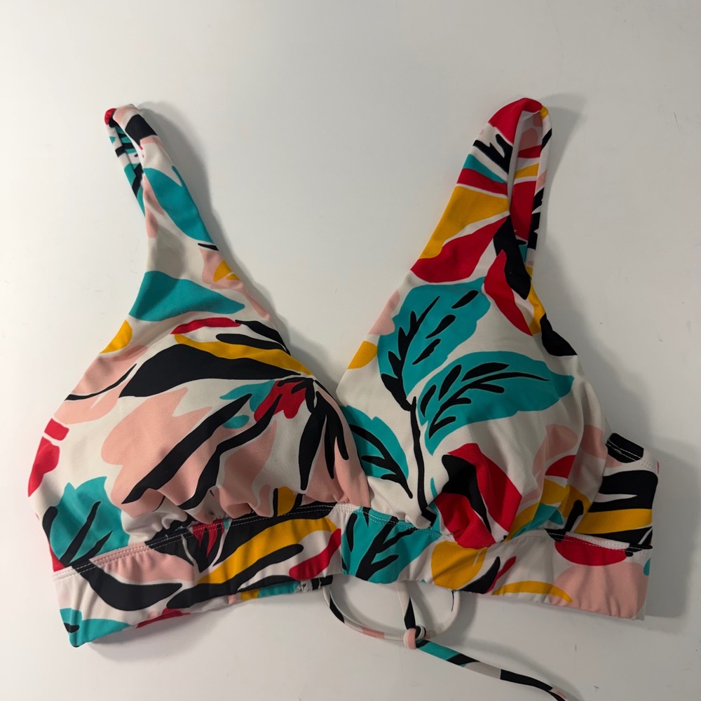 Beach Betty Miracle Brands Floral Leaf Bikini Swim Top‎ Multi-Color 1X 674415W